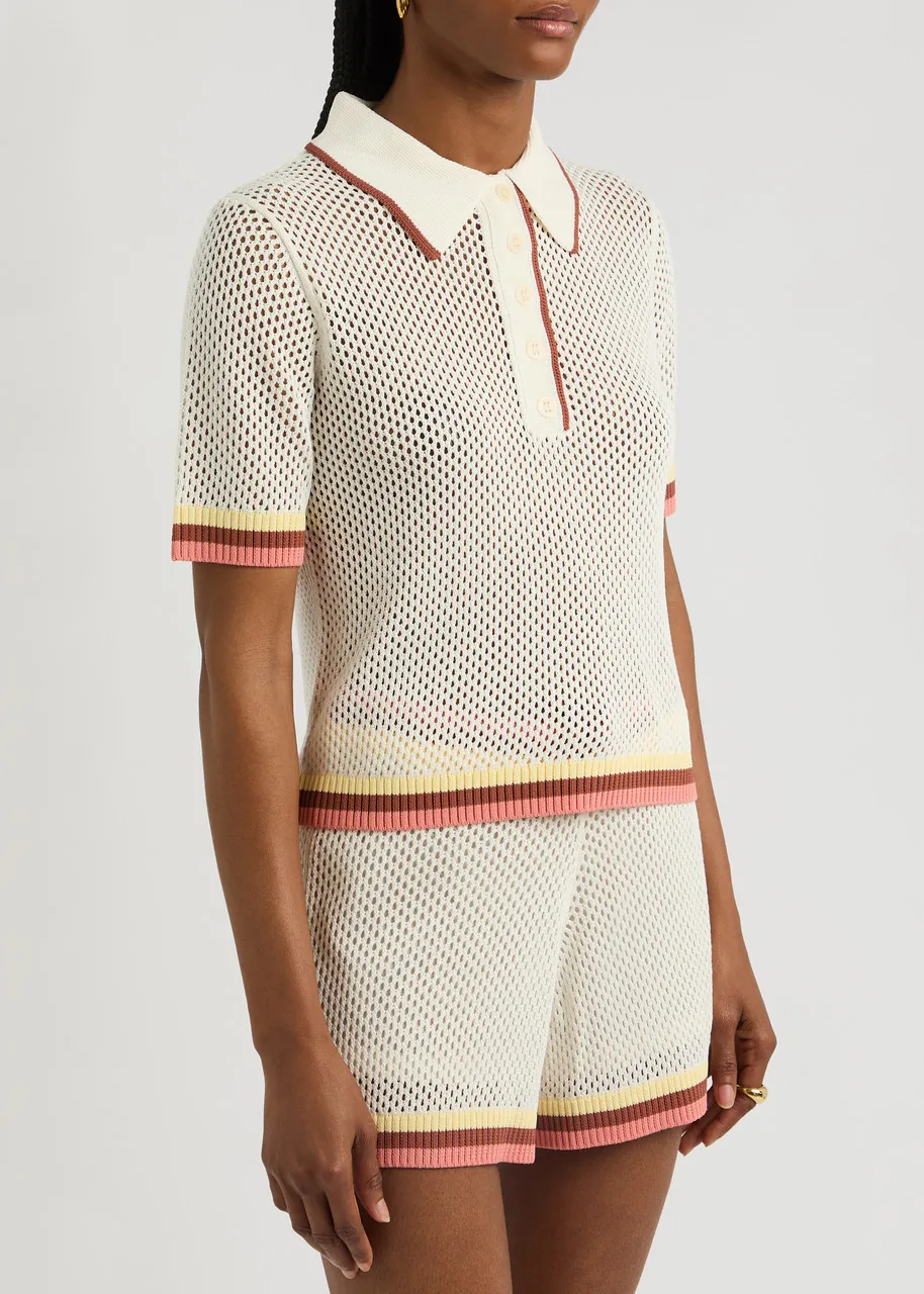 ZIMMERMANN Golden open-knit polo shirt -                         -                     -                