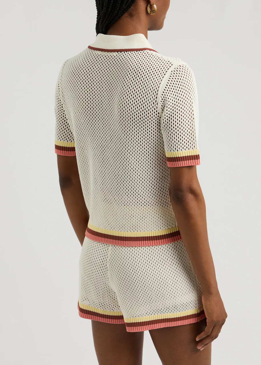 ZIMMERMANN Golden open-knit polo shirt -                         -                     -                