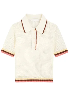 ZIMMERMANN Golden open-knit polo shirt -                         -                     -                