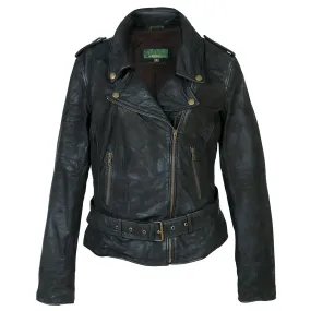 Zoe: Women's Black Leather Biker Jacket